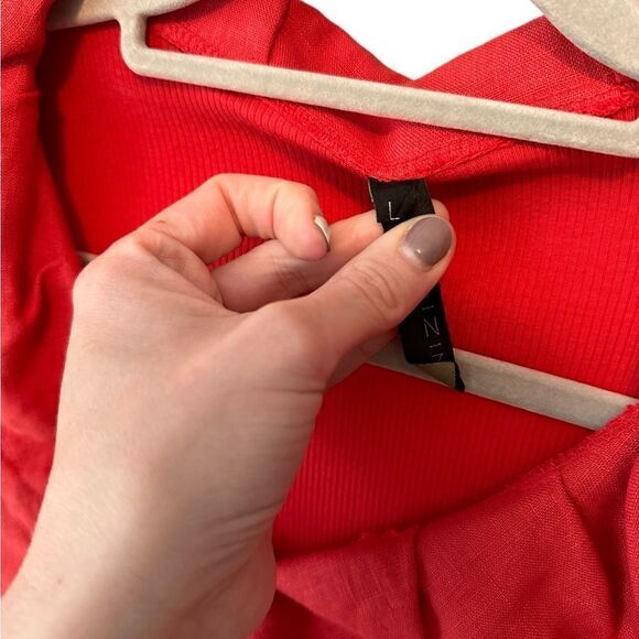 Oizini Italy Red Linen Blazer Style Long Sleeve Lightweight Top - Picture 6 of 7